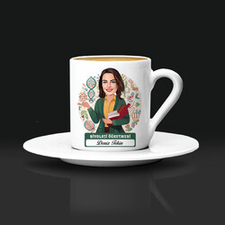Kadın Biyoloji Öğretmeni Karikatürlü Kahve Fincanı