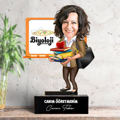 Kadın Biyoloji Öğretmenlerine Hediye Karikatürlü Biblo - 1