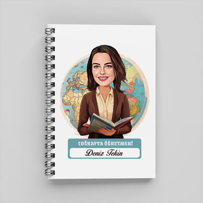 Kadın Coğrafya Öğretmeni Karikatürlü Defter - 1