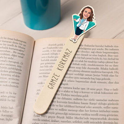 Kadın Doktor Karikatürlü Çubuk Kitap Ayracı - 1