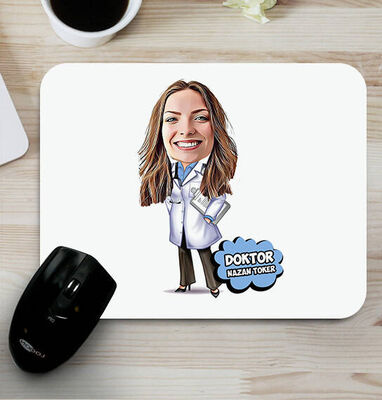 Kadın Doktor Karikatürlü Esprili Mousepad - 1