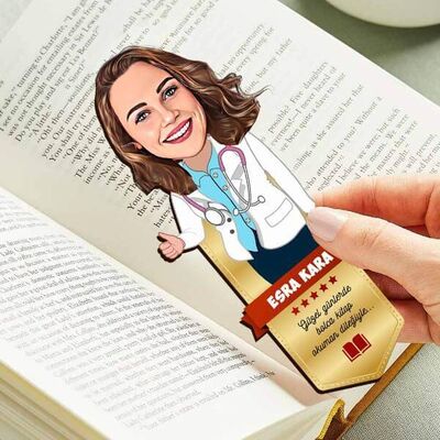 Kadın Doktor Karikatürlü Kitap Okuma Ayracı - 1