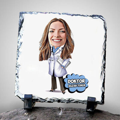 Kadın Doktor Karikatürlü Taş Baskı - 1