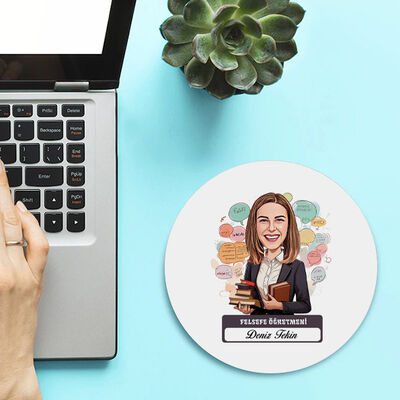 Kadın Felsefe Öğretmeni Temalı Karikatürlü Mousepad - 1
