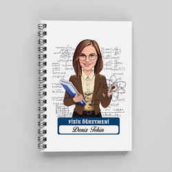 Kadın Fizik Öğretmeni Karikatürlü Defter