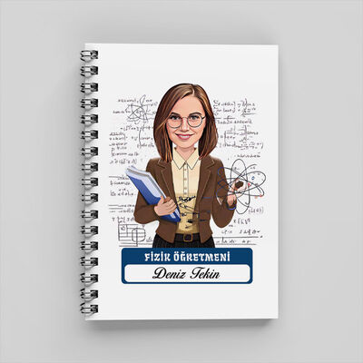 Kadın Fizik Öğretmeni Karikatürlü Defter - 1