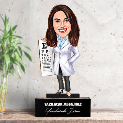 Kadın Göz Doktoru Karikatürlü Biblo - 1