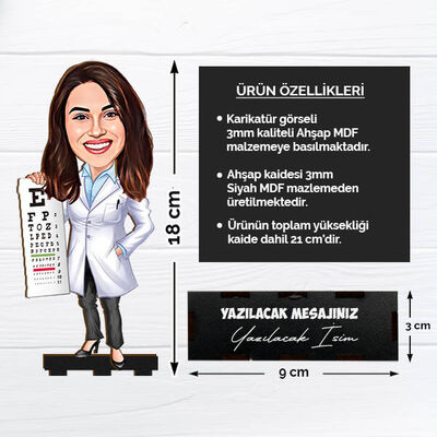Kadın Göz Doktoru Karikatürlü Biblo - 2