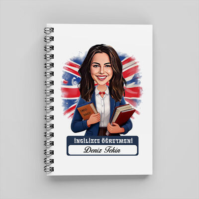 Kadın İngilizce Öğretmeni Karikatürlü Defter - 1
