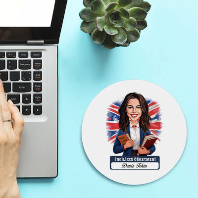 Kadın İngilizce Öğretmeni Temalı Karikatürlü Mousepad - 1