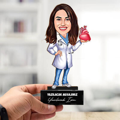 Kadın Kalp Doktoru Karikatürlü Biblo - 1