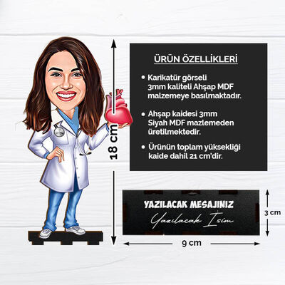 Kadın Kalp Doktoru Karikatürlü Biblo - 2