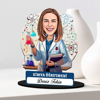 Kadın Kimya Öğretmeni Karikatürlü Biblo - 1