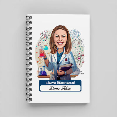 Kadın Kimya Öğretmeni Karikatürlü Defter - 1