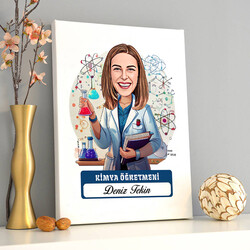 Kadın Kimya Öğretmeni Karikatürlü Tablo