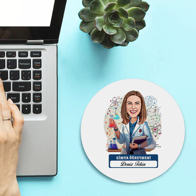 Kadın Kimya Öğretmeni Temalı Karikatürlü Mousepad - 1