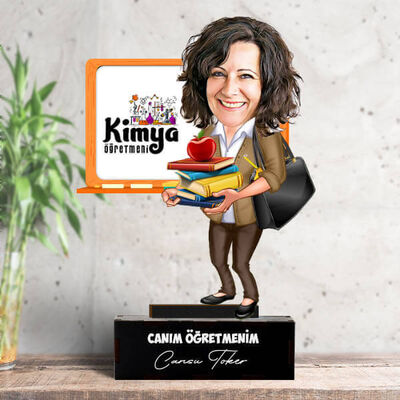 Kadın Kimya Öğretmenlerine Hediye Karikatürlü Biblo - 1