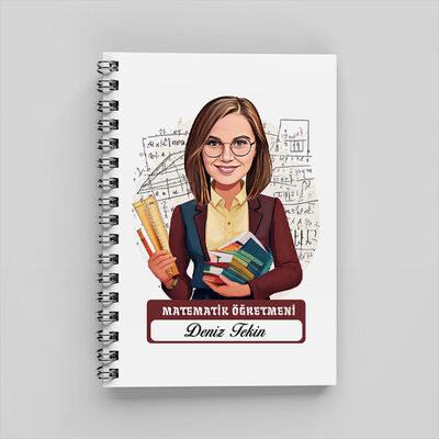 Kadın Matematik Öğretmeni Karikatürlü Defter - 1