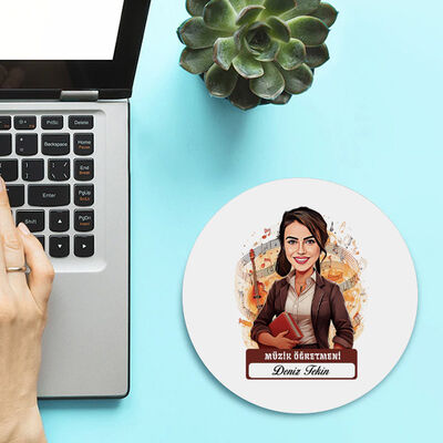 Kadın Müzik Öğretmeni Temalı Karikatürlü Mousepad - 1