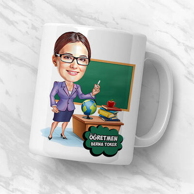 Kadın Öğretmen Karikatürlü Hediye Kutusu - 2