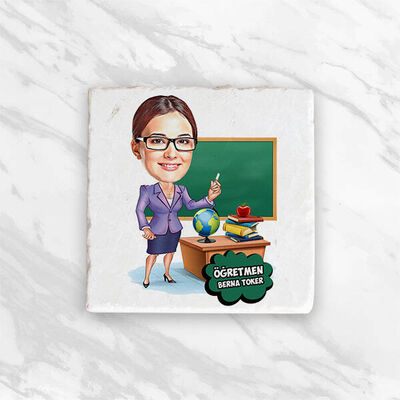 Kadın Öğretmen Karikatürlü Hediye Kutusu - 3