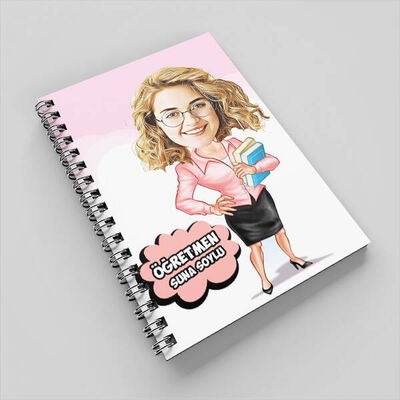 Kadın Öğretmene Hediye Karikatürlü Defter - 1