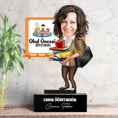 Kadın Okul Öncesi Öğretmenlerine Hediye Karikatürlü Biblo - 1