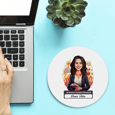 Kadın Rehber Öğretmeni Temalı Karikatürlü Mousepad - 1