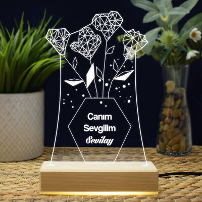 Kadın Sevgiliye Mesajlı 3d Led Lamba - 2