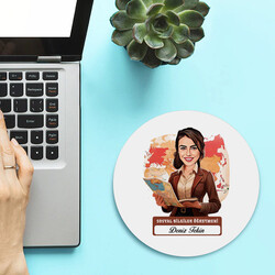 Kadın Sosyal Bilgiler Öğretmeni Temalı Karikatürlü Mousepad
