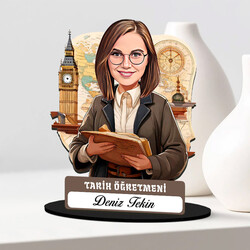 Kadın Tarih Öğretmeni Karikatürlü Biblo