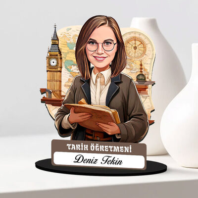Kadın Tarih Öğretmeni Karikatürlü Biblo - 1