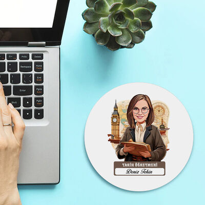 Kadın Tarih Öğretmeni Temalı Karikatürlü Mousepad - 1