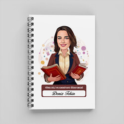 Kadın Türk Dili Edebiyatı Öğretmeni Karikatürlü Defter