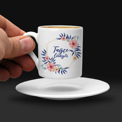 Kadına Hediye Çiçek Desenli Kahve Fincanı - 3