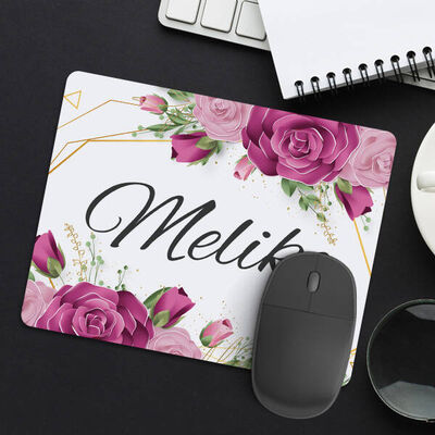 Kadına Hediye Gül Desenli İsimli Mousepad - 1