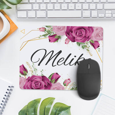 Kadına Hediye Gül Desenli İsimli Mousepad - 3