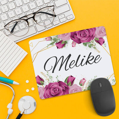 Kadına Hediye Gül Desenli İsimli Mousepad - 4