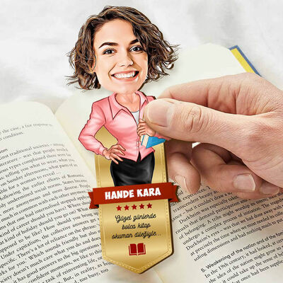Kadına Hediye Karikatürlü Kitap Okuma Ayracı - 4