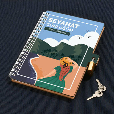 Kadına Hediye Seyahat Günlüğü Kilitli Defter - 1