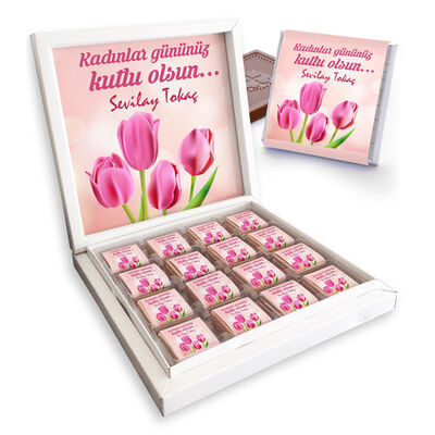 Kadınlar Gününe Özel Lale Desenli Çikolata - 1