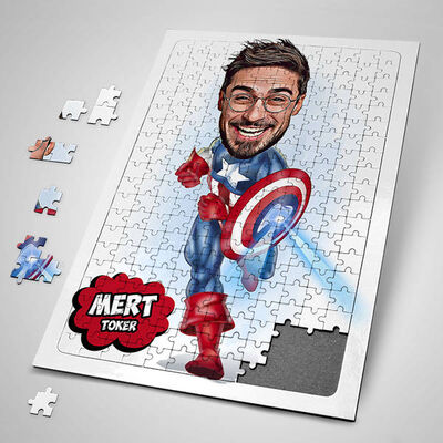 Kahraman Adam Karikatürlü Puzzle - 1