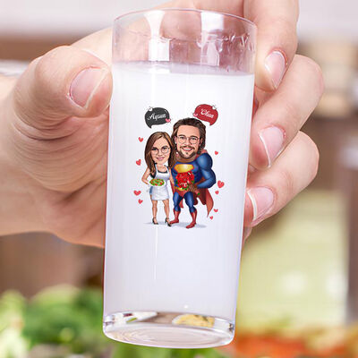 Kahraman Aşıklar Karikatürlü İkili Rakı Bardağı Seti - 3