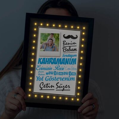 Kahraman Babam Fotoğraflı Işıklı Çerçeve - 2