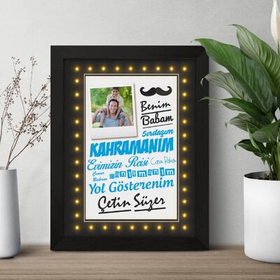 Kahraman Babam Fotoğraflı Işıklı Çerçeve - 3