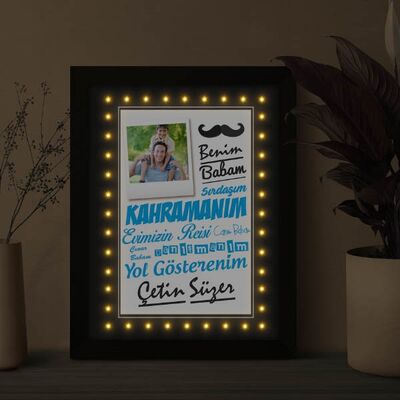 Kahraman Babam Fotoğraflı Işıklı Çerçeve - 4