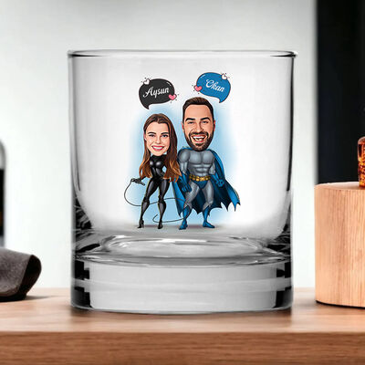 Kahraman Çiftler Karikatürlü Viski Kadehi - 1