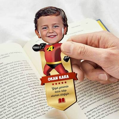 Kahraman Çocuk Karikatürlü Kitap Okuma Ayracı - 1