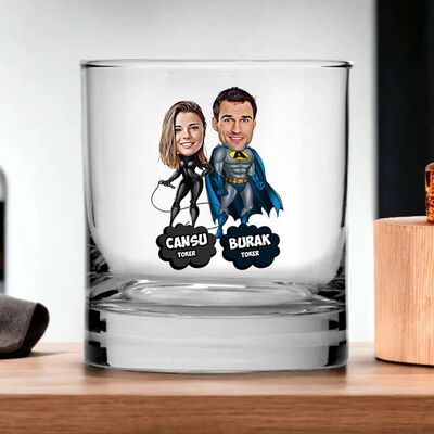 Kahraman Sevgililer Karikatürlü Viski Kadehi - 3