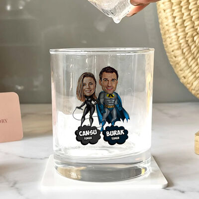 Kahraman Sevgililer Karikatürlü Viski Kadehi - 2